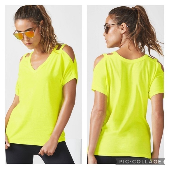 Fabletics Britta Neon Yellow Reversible T-shirt - Picture 1 of 6